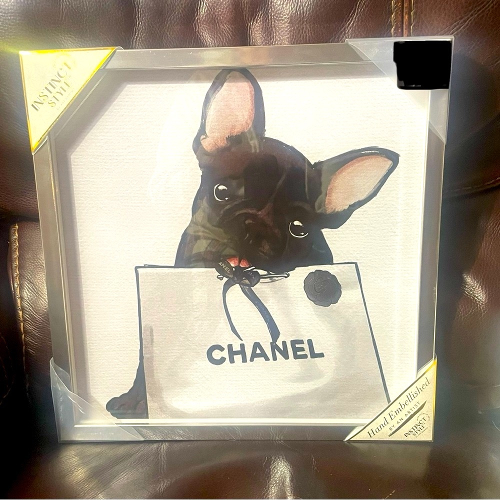 Adorable Frenchie bulldog designer-inspired wall art, new with tags